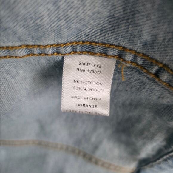 Love Tree Floral Lace Denim Button Up Jacket Women Sz L - Picture 8 of 8